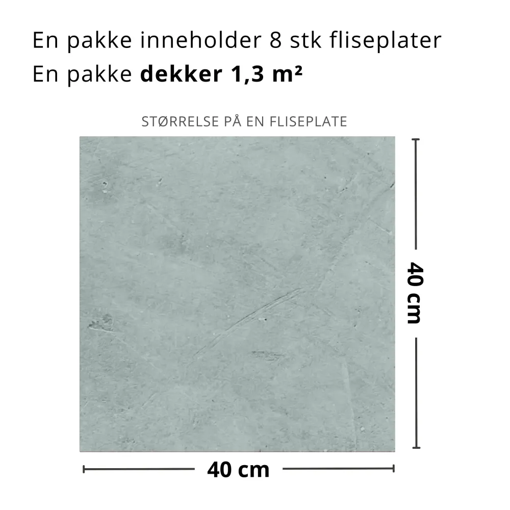 8-pk Skifer turkis selvklebende fliser