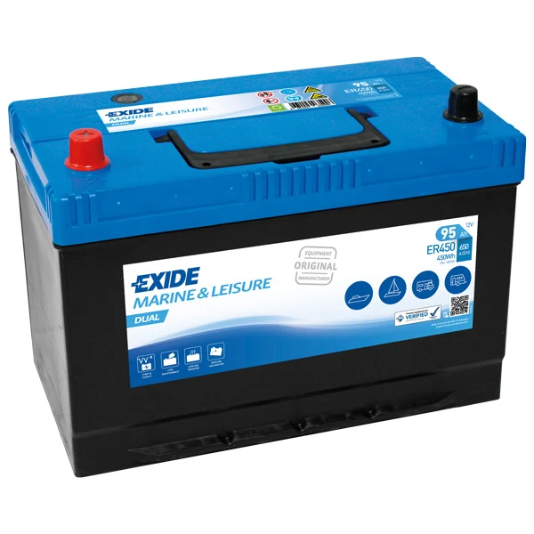 Exide, Dobbelt batteri, 95 Amp, 650 CCA, ER450