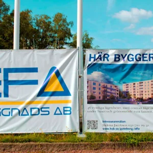 Reklamebanner midlertidig gjerde