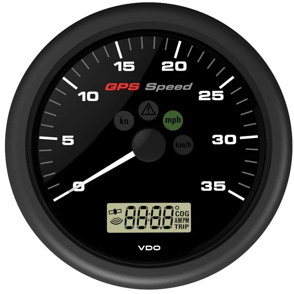 Vdo gps hastighet 0-12 knott, 12v med LCD-skjerm, svart ø110mm