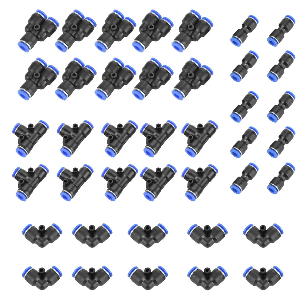 40 stk. hurtig 6 mm utvendig diameter 1/4" Plast pneumatisk trykkkobling luftledningsfittings