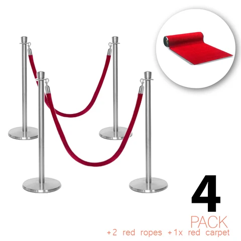 (4 pakning) - Flexibarrier VIP inngangspakke - Premium - inkludert stolper, tau og teppe