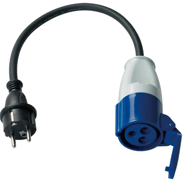 1852, CEE hunn / Schuko hann 220V med 2,5 mm² kabel, 0,5 m