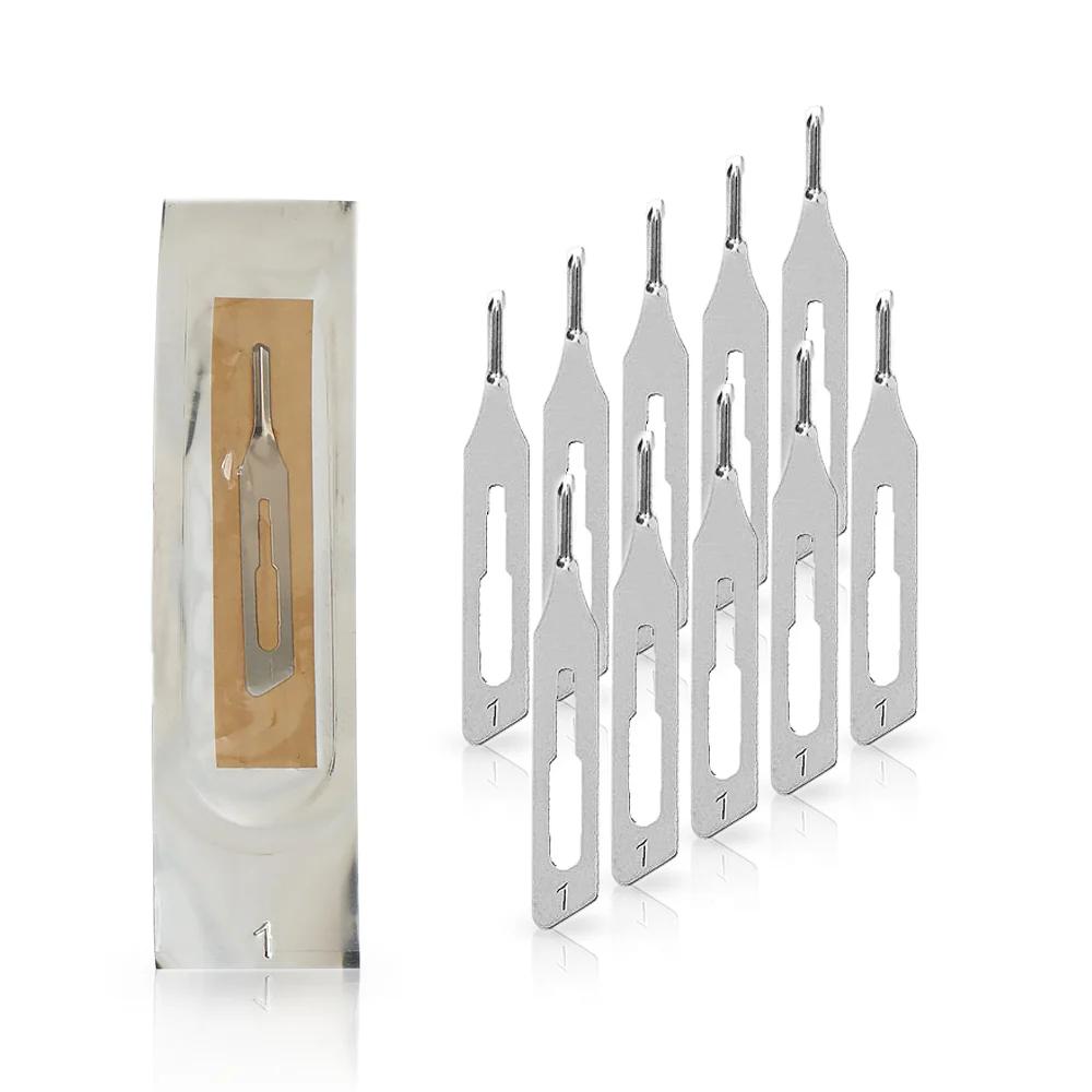 10x hulmeiselblader (Figur 1) sterile – Profesjonelle blader skalpellholder nr. 3 til presis fjerning av liktorn og hard hud
