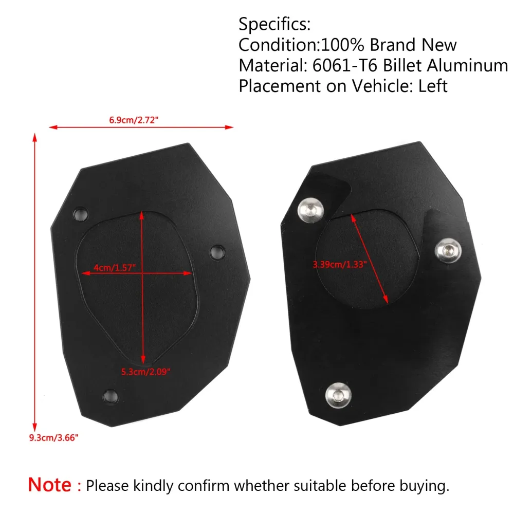 CNC Kickstand Side Plate Stand Extension Pad BMW G310GS 2017-18 generisk