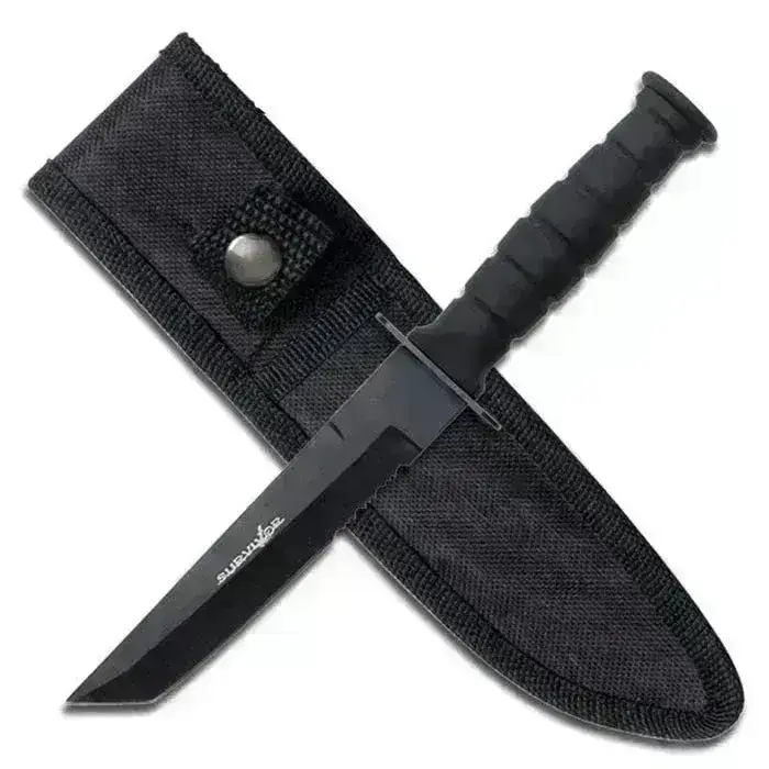 Ka-Bar Style Tanto Liten Overlevelseskniv med Slire - Svart