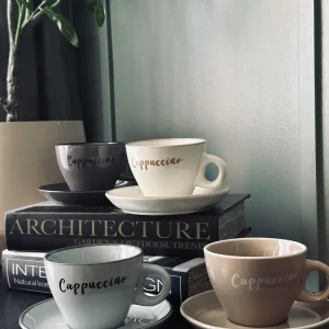 Kopp m. underkopp Cappuccino - Sett med 4 stk.