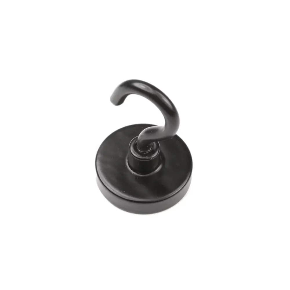 Potmagnet med krok, Svart Ø32 mm