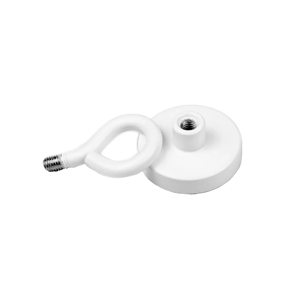 Potmagnet med øyekrok, Hvit Ø32 mm