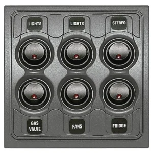 BEP, Switch Panel Contour 1000 Series, DC 12V, 6x On/Off, 1000-6W
