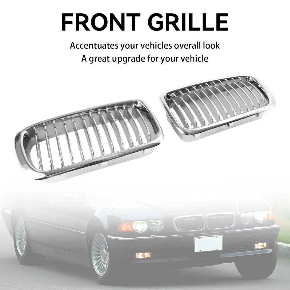 1994-2001 BMW 7 Series E38 Chrome Front Kidney Grill Grille 2PCS