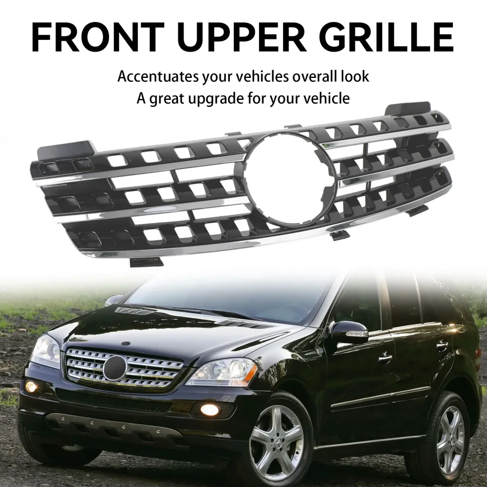 2005 2006 2007 2008 Mercedes ML-Klasse W164 Frontfangergrill Krom/Svart