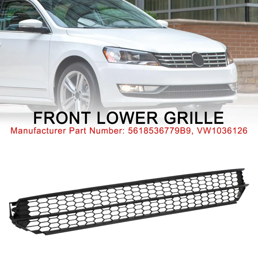 2012-2015 VW Passat Honeycomb Front Bumper Nedre grillgitter Svart