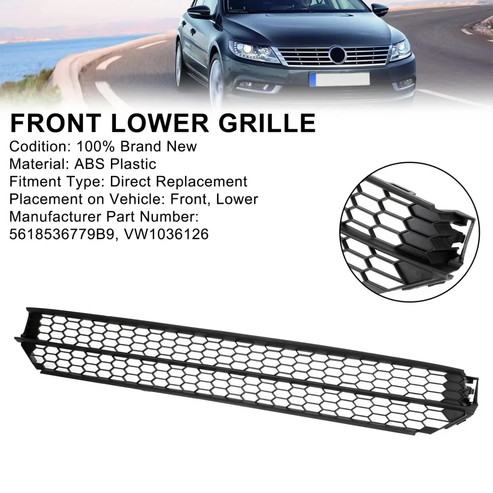 2012-2015 VW Passat Honeycomb Front Bumper Nedre grillgitter Svart