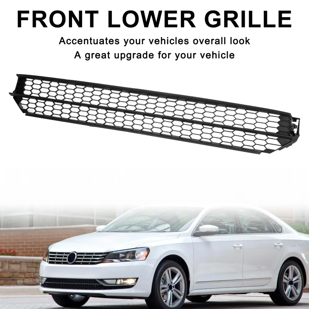 2012-2015 VW Passat Honeycomb Front Bumper Nedre grillgitter Svart