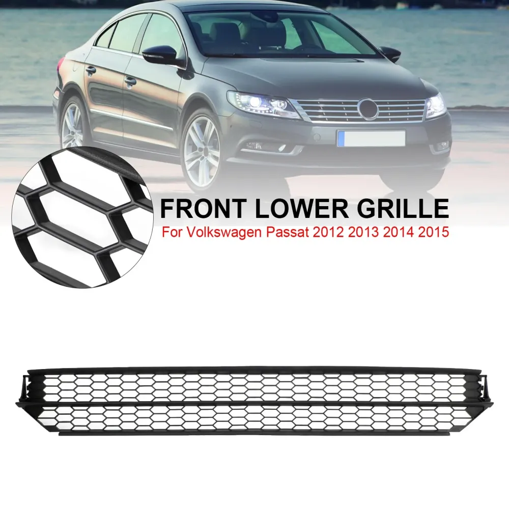 2012-2015 VW Passat Honeycomb Front Bumper Nedre grillgitter Svart