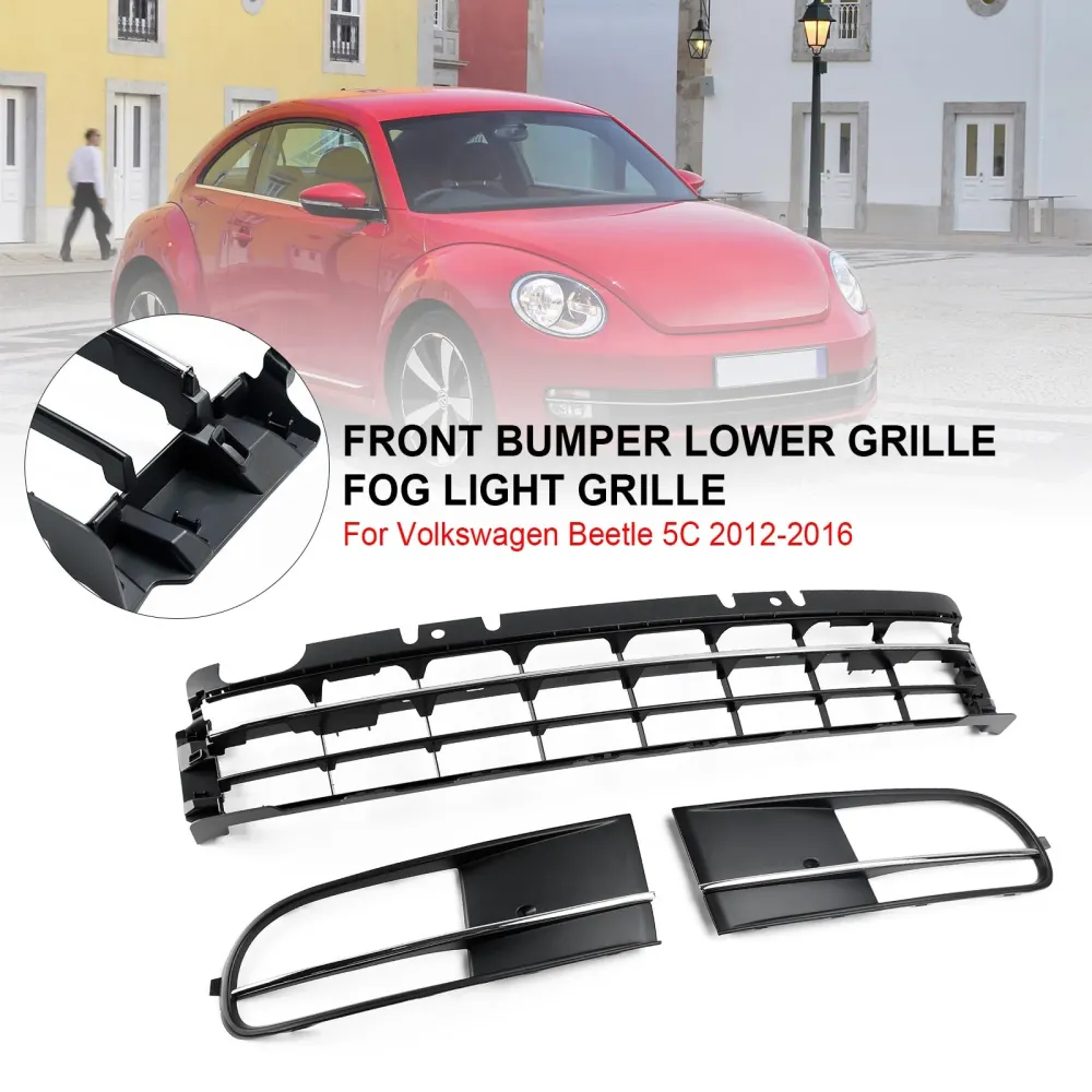 2012-2016 VW Beetle m/ Front Bumper Nedre gitter + tåkelys Grill Chrome