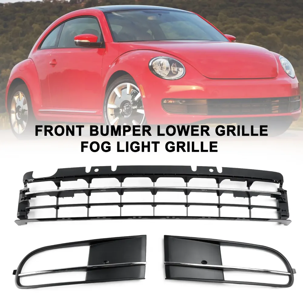 2012-2016 VW Beetle m/ Front Bumper Nedre gitter + tåkelys Grill Chrome
