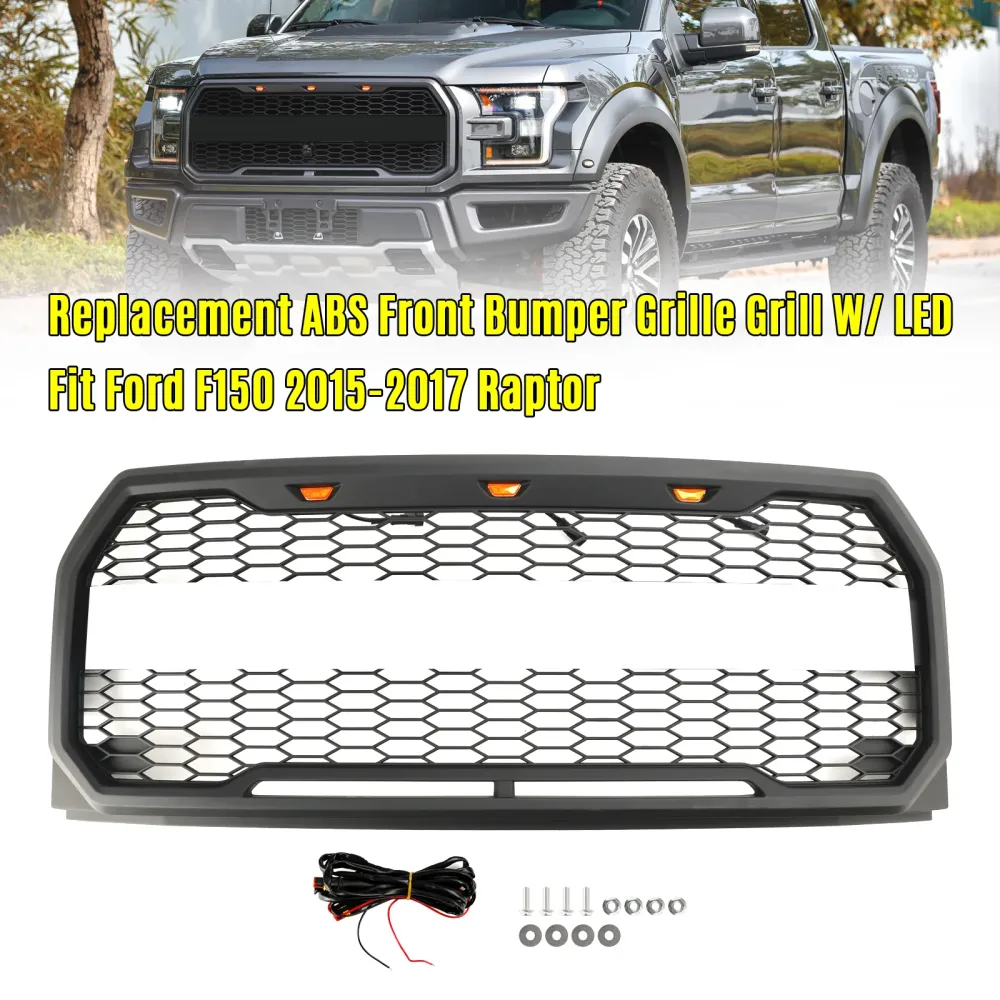 2015 2016 2017 Ford F150 Raptor Style m/ LED -erstatning Front Bumper Grill Grill
