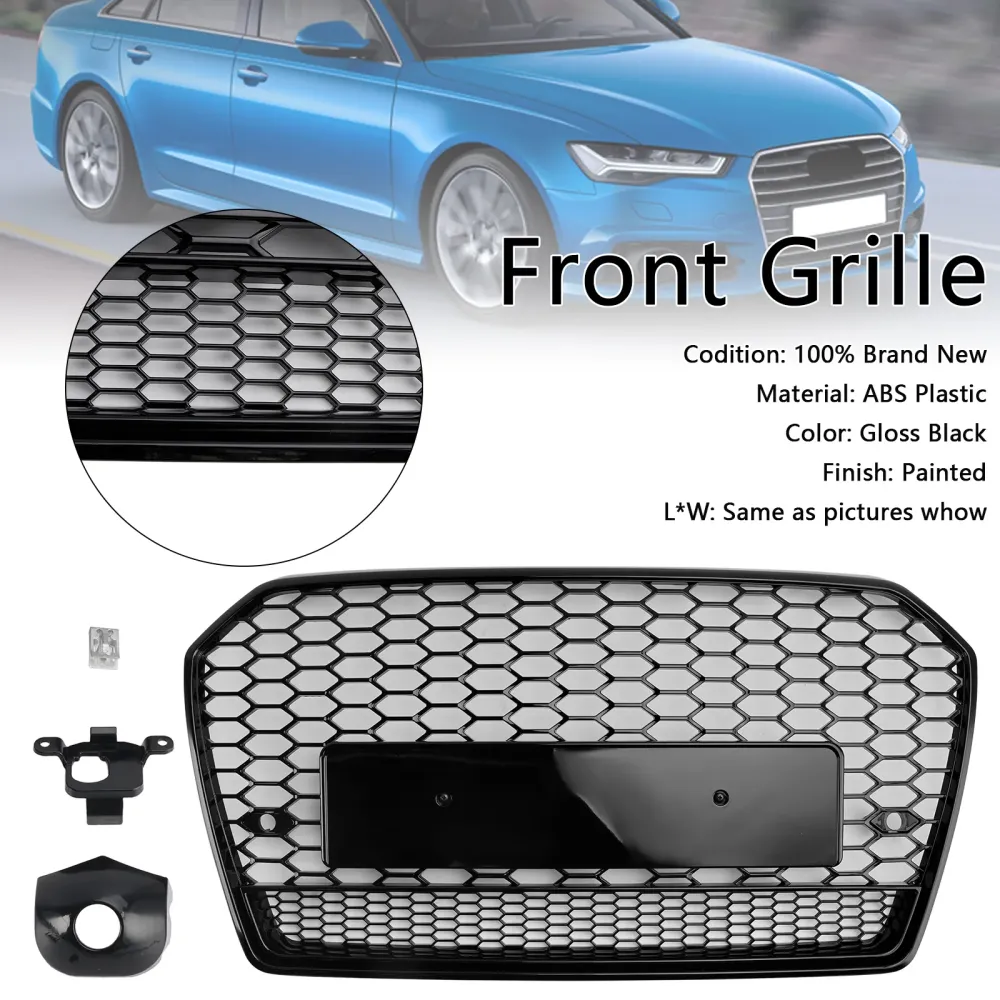 2016-2018 Audi S6 (C7) C7PA Facelift RS6 Style Honeycomb Mesh Front Grille Grill