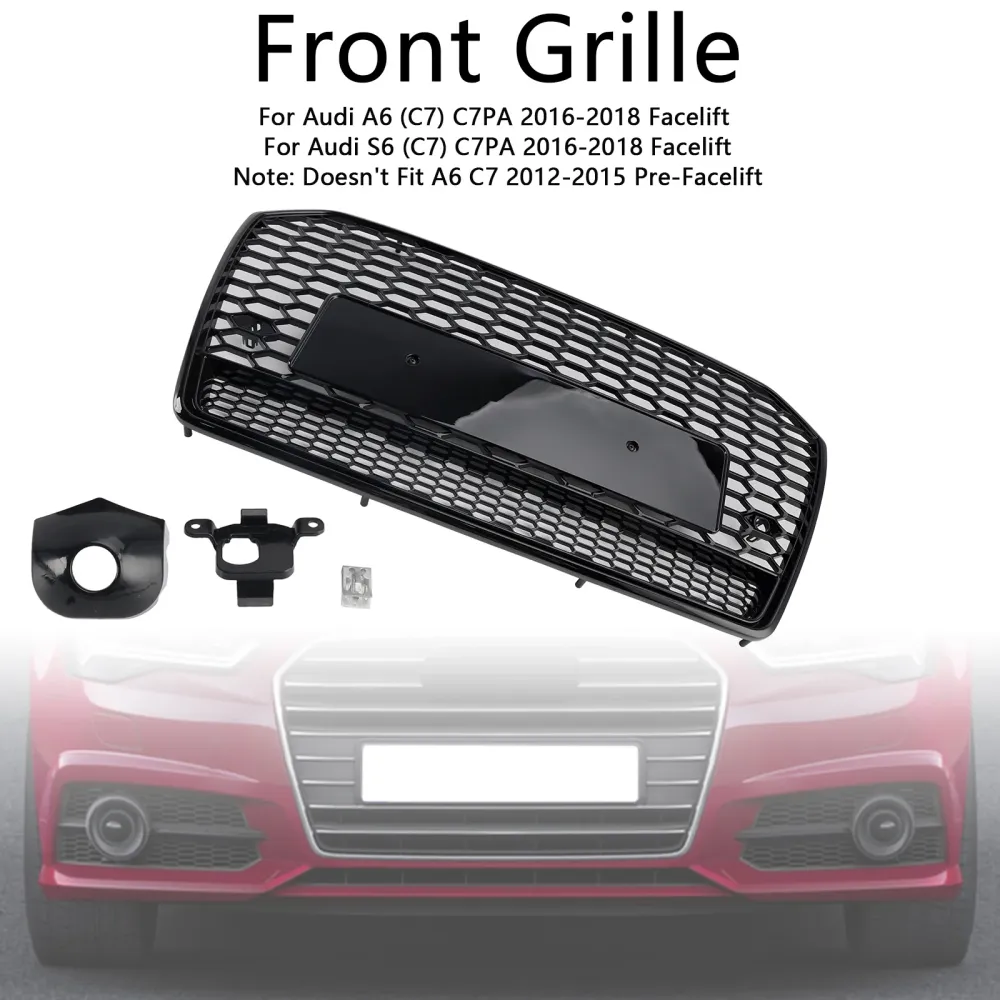 2016-2018 Audi S6 (C7) C7PA Facelift RS6 Style Honeycomb Mesh Front Grille Grill