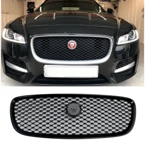 2016-2019 Jaguar XF XF-R Style Front Bumper Grill Grille Gloss Black