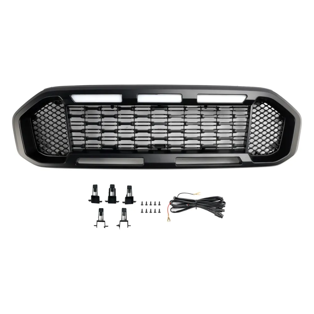 2019-2023 Ford Ranger T8 Black Front Bumper Grill Grille m/LED-lys