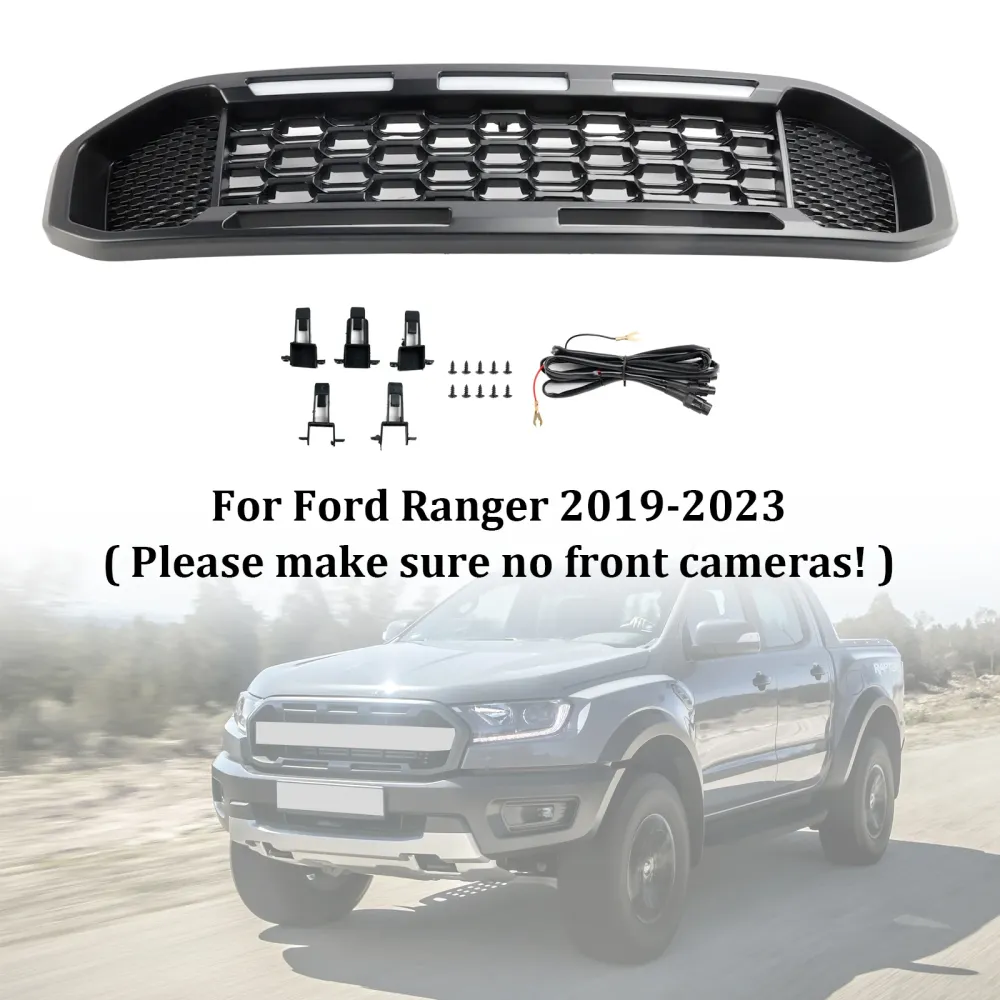 2019-2023 Ford Ranger T8 Black Front Bumper Grill Grille m/LED-lys