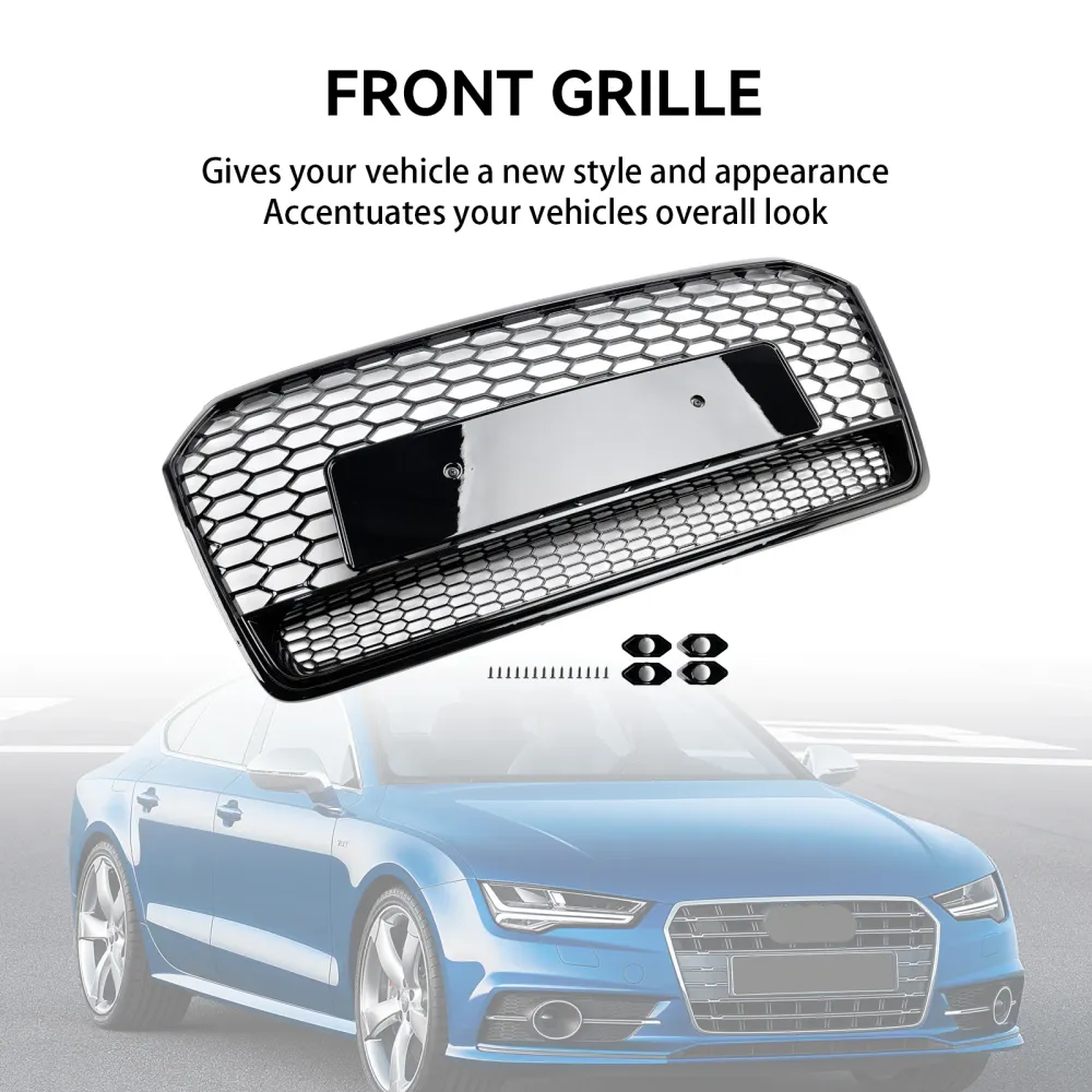 Audi A7 C7 S7 2016-2018 RS7 Style Honeycomb Front Bumper Grill Grille Black