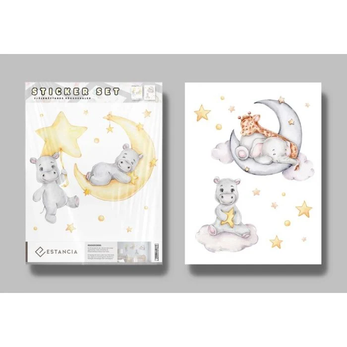 Sett med Wall stickers - Dyr og stjerner