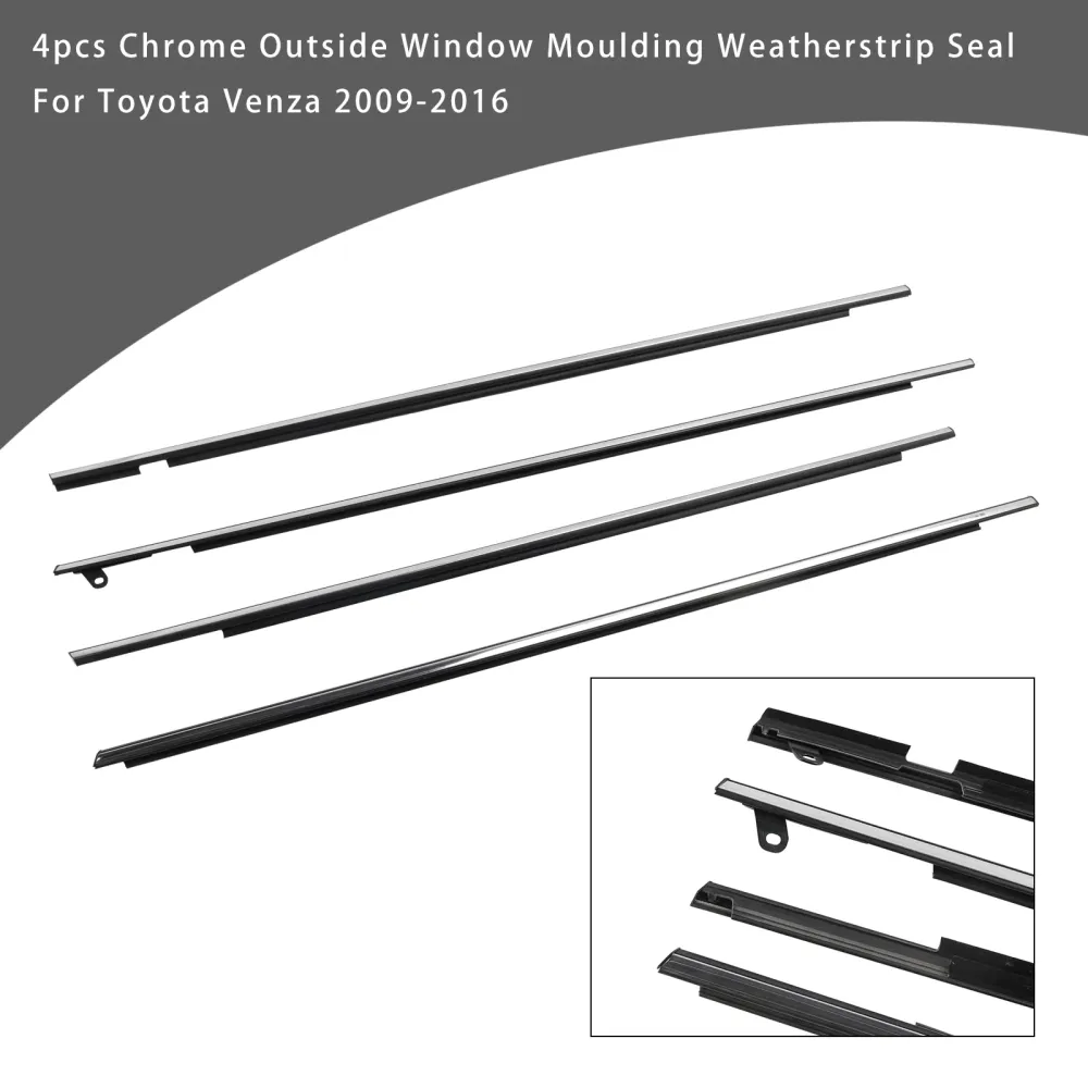 2009-2016 Toyota Venza 4pcs Chrome Outside Window Molding Weatherstrip Seal 757120T010
