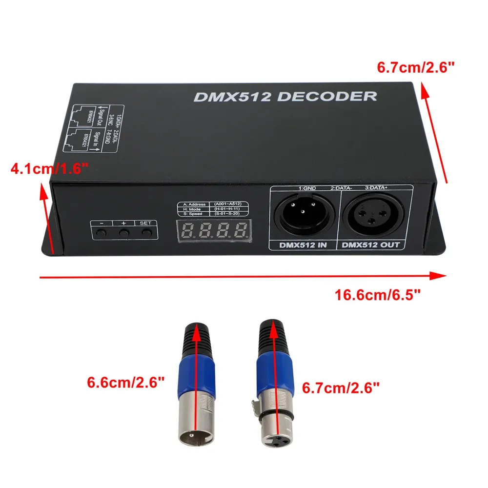 LED RGB DMX 512 Controller Decoder Dimmer 3Channels 24a 3x8a Stripe Light