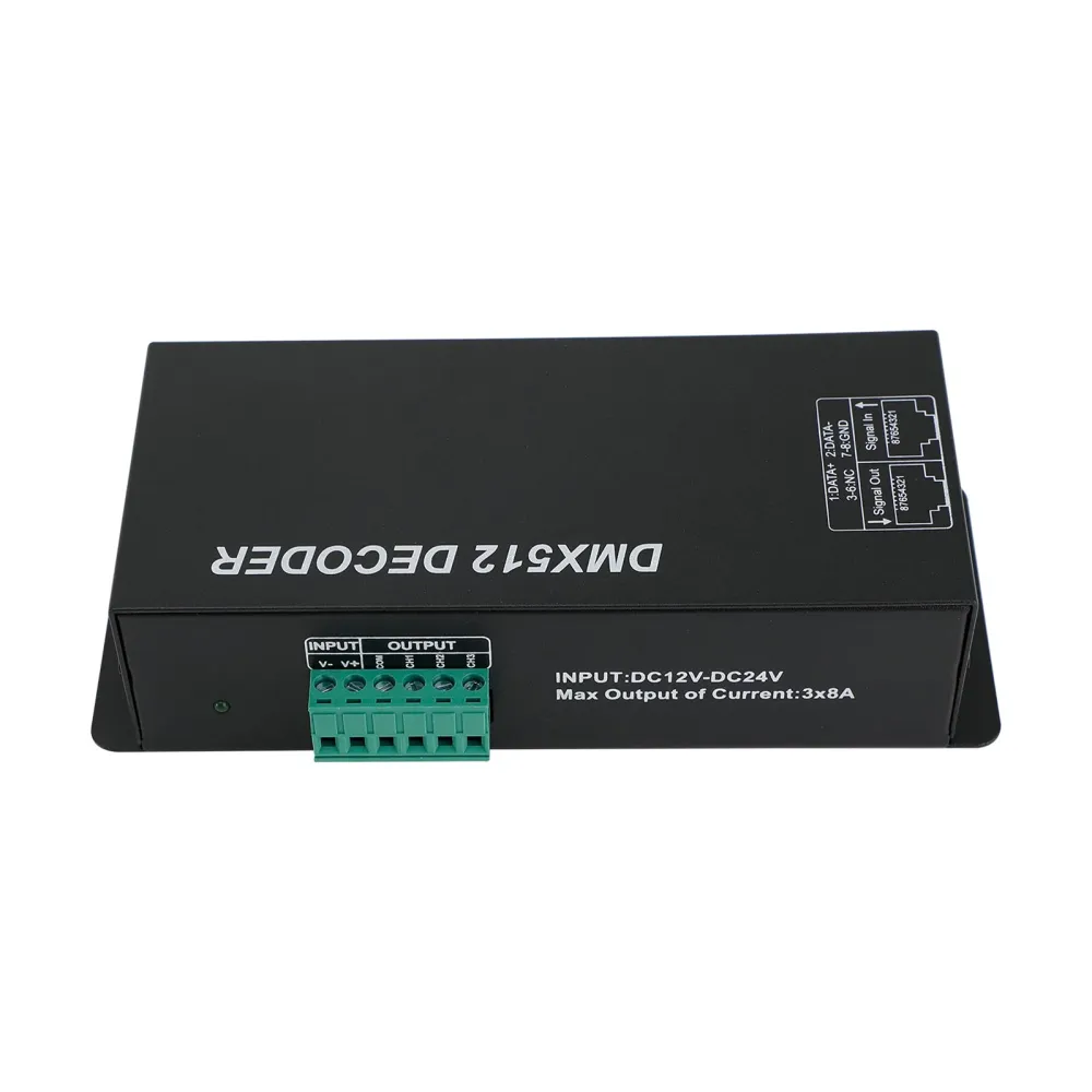 LED RGB DMX 512 Controller Decoder Dimmer 3Channels 24a 3x8a Stripe Light