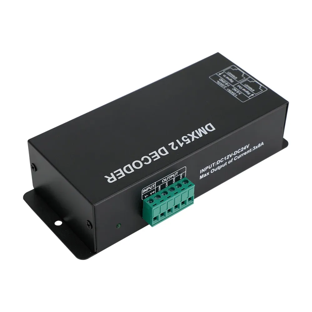 LED RGB DMX 512 Controller Decoder Dimmer 3Channels 24a 3x8a Stripe Light