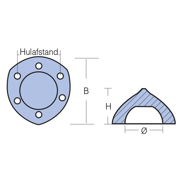 Tecnoseal, sink anode Max-Prop, maks 01.45, 01-02, 61 mm x 39 mm