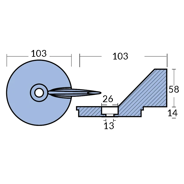 Tecnoseal, Sinkanode Mercury 40-75hk, Org. ingen. 17264T2, 0,48 kg