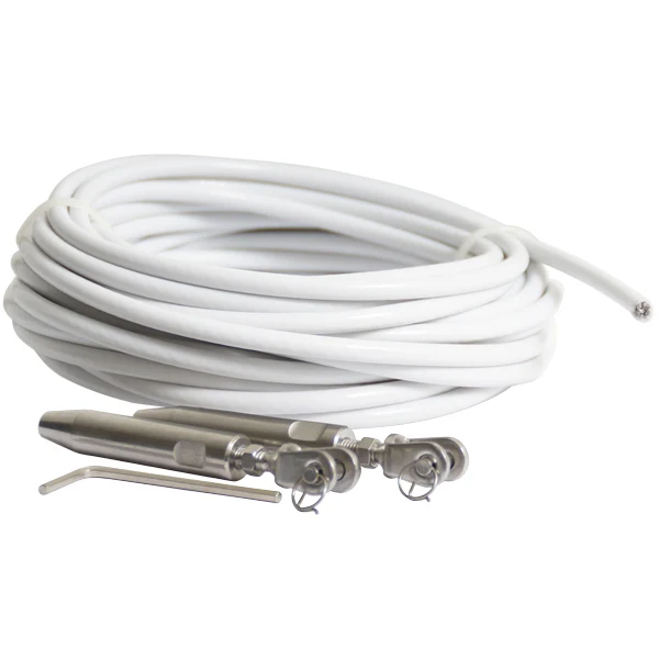 Blue Wave, Wire kit rekkverk eller trapp Ø4/7mm 10m, 2 stk. gaffelterminaler, unbrakonøkkel