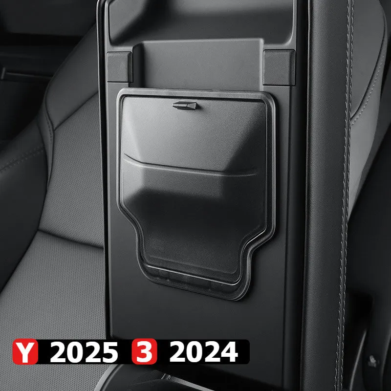 Tesla Model Y Juniper 2025 & Highland Model 3 Hidden Armrest Storage Box Organizer - Sleek Black Premium Car Interior Acce...