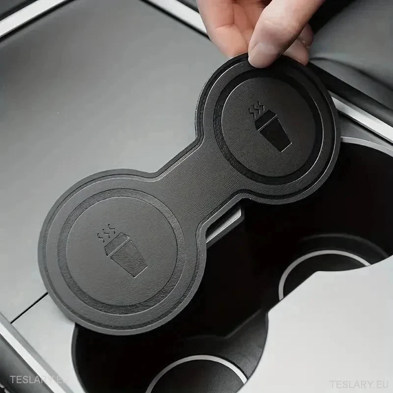 Tesla 3/Y Black Leather Center Console Cup Inserts