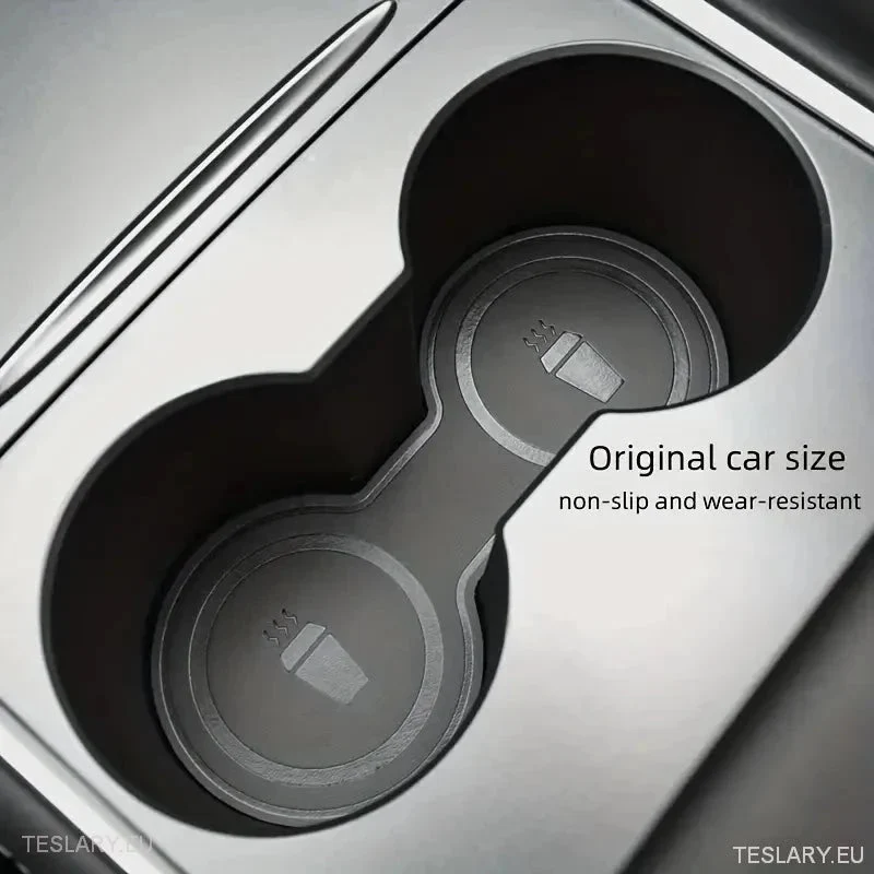 Tesla 3/Y Black Leather Center Console Cup Inserts