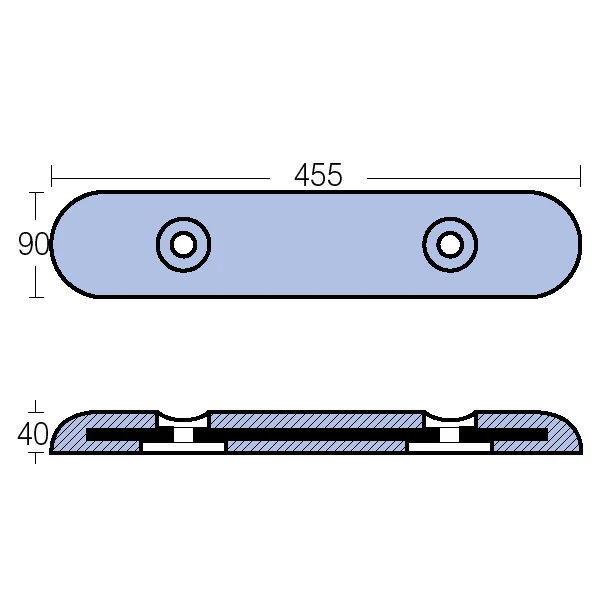 Tecnoseal, sink anode motorbåt, 460x100x45mm, 10,8 kg