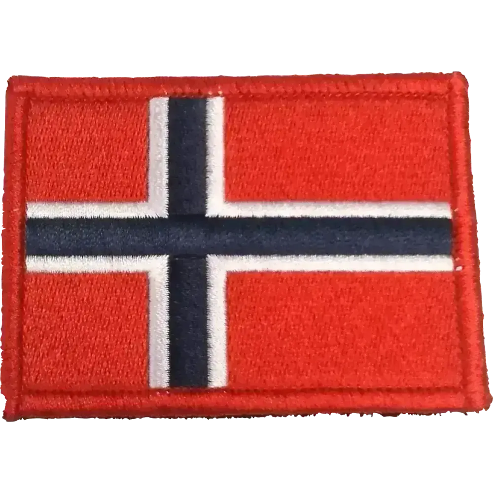 Patch - Brodert Norsk flagg med rød kant