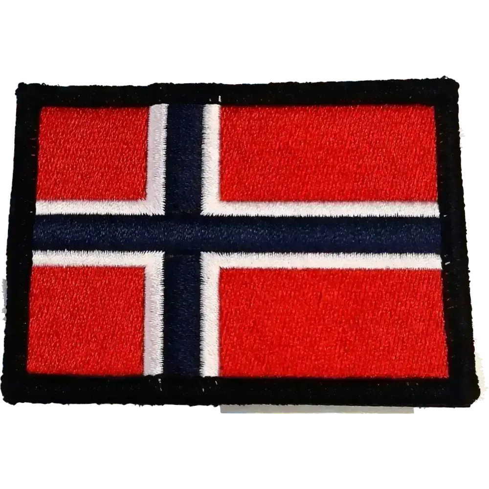 Patch - Brodert Norsk flagg med sort kant
