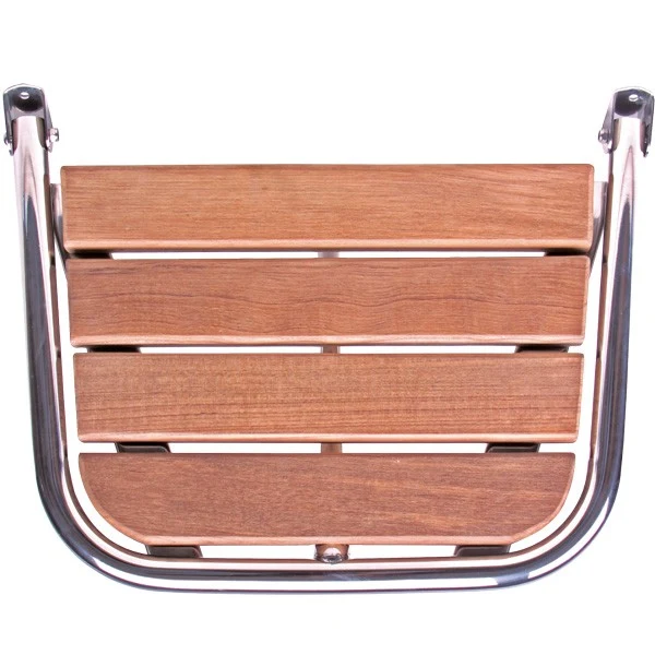 Badeplattform i rustfritt stål og teak, 45x36cm