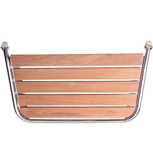 Badeplattform i rustfritt stål og teak, 81x45cm