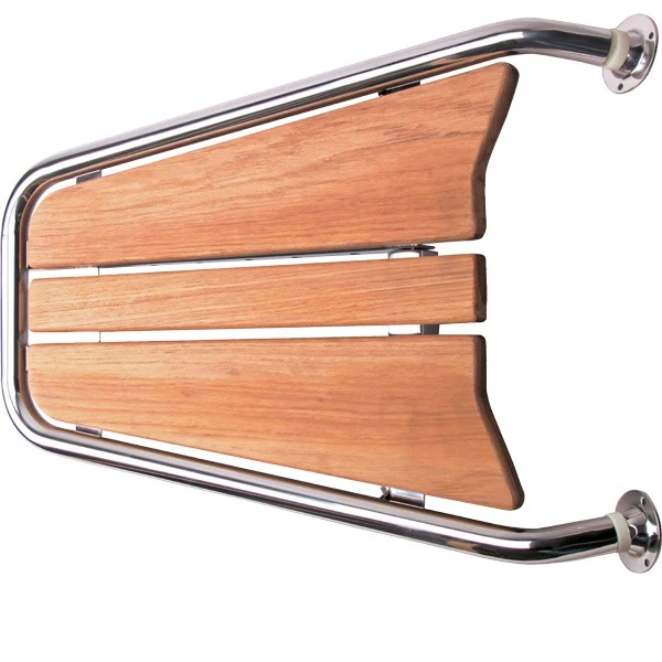Baugplattform motorbåt, 70x48 cm, Rustfritt stål/Teak, Ø: 32,0 mm