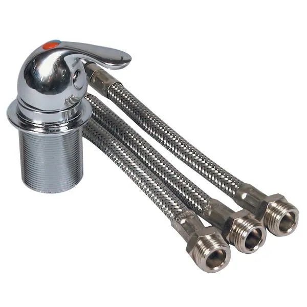 Barka, Stoppekran/Blandekran MI2000/1, Forkrommet messing, Ø 41 mm, 3/8" utv. tråd