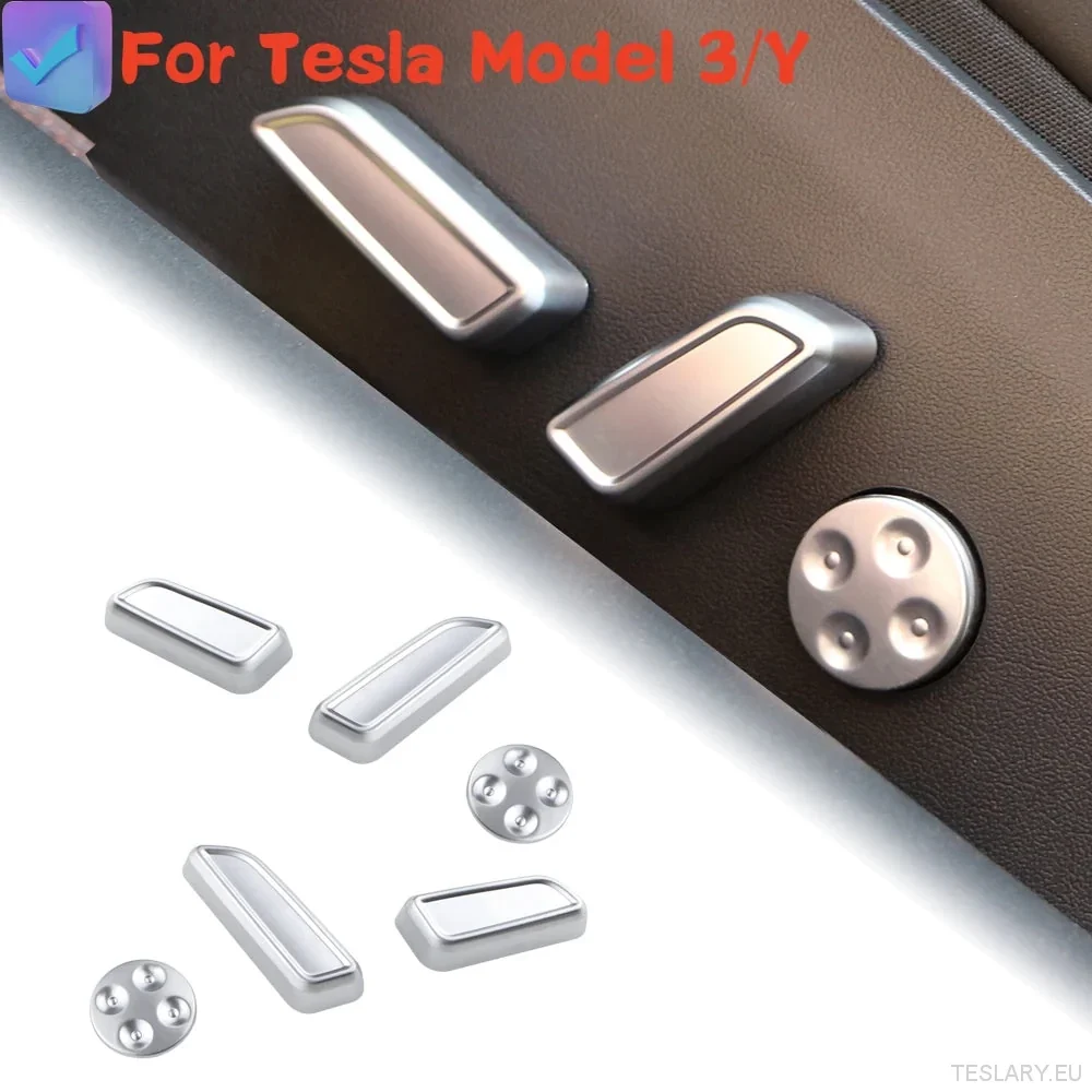 Premium Chrome Seat Justering Trim Covers Tesla Model 3 og Model Y