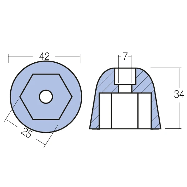 Tecnoseal, sink anode Sidepower/Sleipner, 10/15/20 hk, 101180