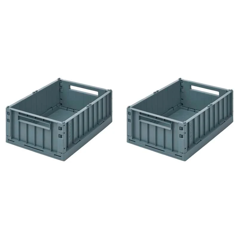 Liewood Weston Oppbevaringsboks - Medium - 2-pak - Whale Blue